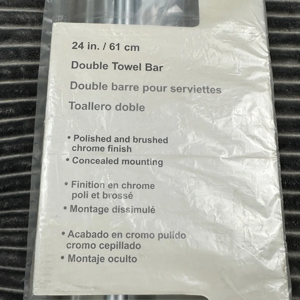 Style Selections Athens 24in Double Towel Bar Polished Brushed Chrome 0242876